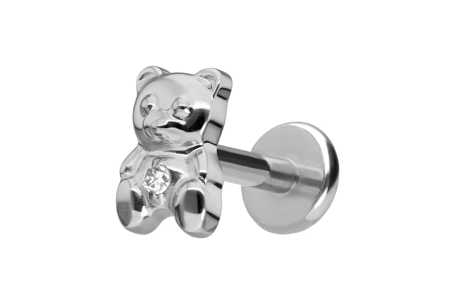 Titan Labret Piercing mit Push Fit TEDDYBÄR